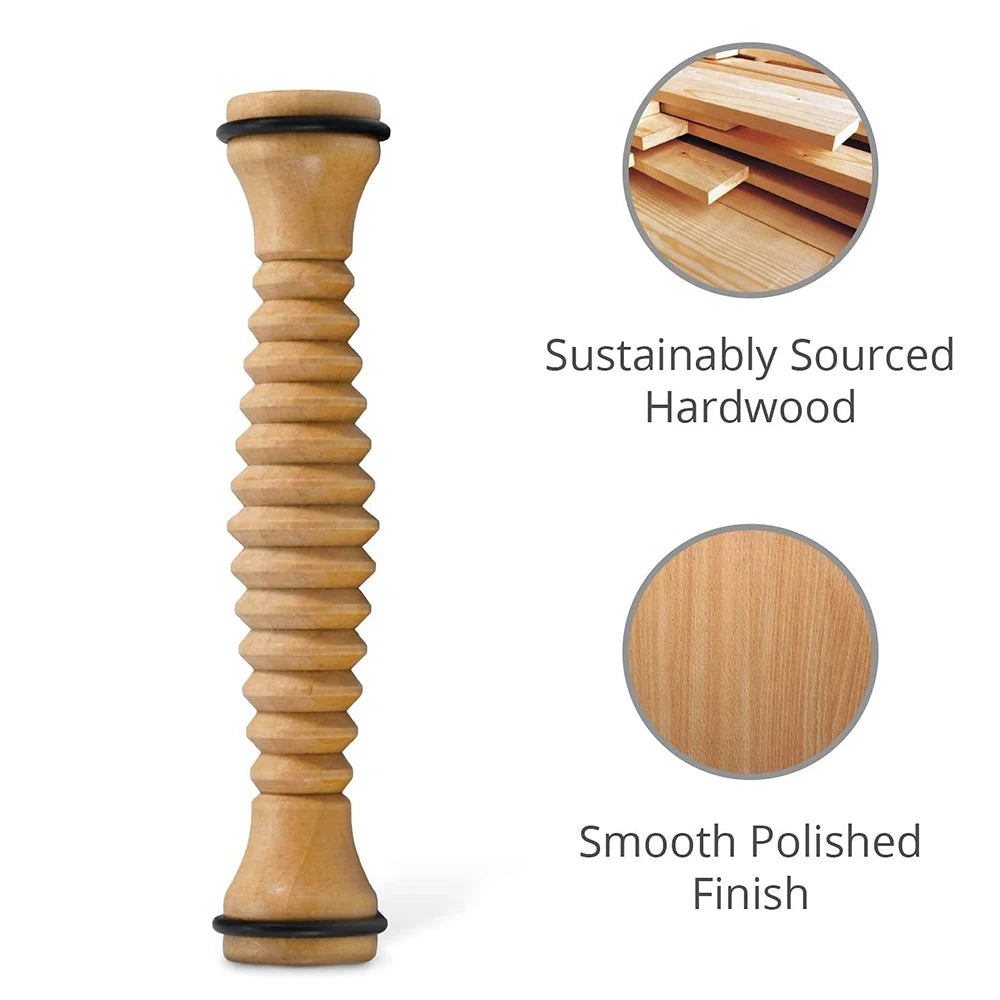 Wooden Foot Roller Massager - Body Back Massager for Plantar Fasciitis Relief, Stress Relief & Relaxation