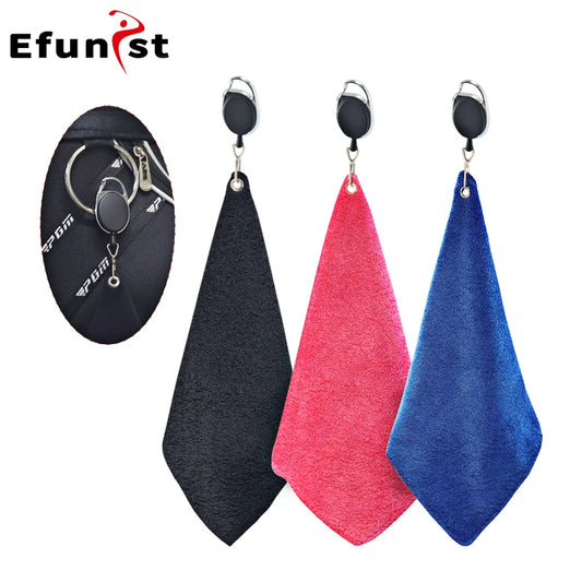 Portable Golf Cleaning Tools - 3 Colors, Square Design, Carabiner Hook, Microfiber Velvet Cotton