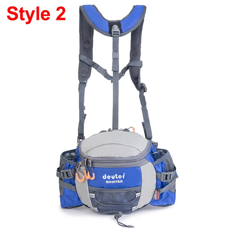 Men's Outdoor Sports Waist Bag - Multi-Purpose Hiking Backpack for Cycling, Camping, Climbing, Running with Water Bottle Holder - Bicycle Fanny Pack for Fishing