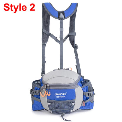 Men's Outdoor Sports Waist Bag - Multi-Purpose Hiking Backpack for Cycling, Camping, Climbing, Running with Water Bottle Holder - Bicycle Fanny Pack for Fishing