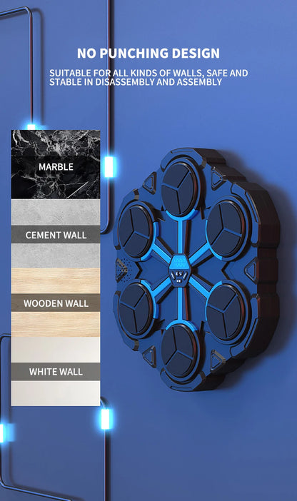 Smart Music Boxing Trainer - Wall-Mounted Electronic Strike Target for Home Indoor Training & Reaction Development
