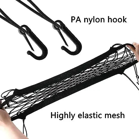 High-Elastic Double Layer Motorcycle Cargo Net - 10"x11" Bungee Net with Hooks for Helmet & Luggage Storage