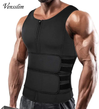 Men's Compression Body Shaper - Waist Trainer Vest with Sauna Sweat Technology for Fat Burning Workouts