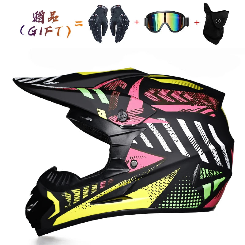 Kids Flip-Up Motorcycle Helmet - Off-Road Motocross ATV Dirt Bike Downhill MTB DH Racing + 3 Free Gifts