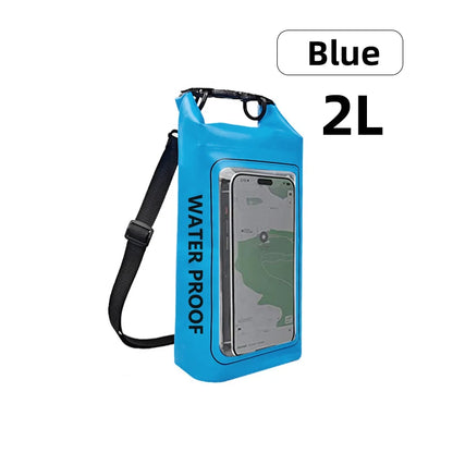 PVC Waterproof Dry Bag 2L - Touch Screen Phone Pouch for Swimming Rafting Surfing Boating - Shoulder Bag