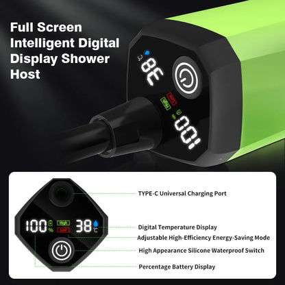 Portable Camping Shower Pump Kit – 6000mAh Outdoor RV Shower with Intelligent Digital Display | Adjustable Camp Shower System