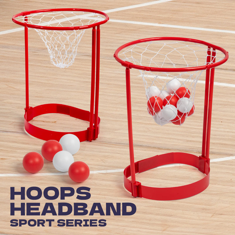 Head Hoop Basketball Headband Game - 2 Pack Set with 20 Balls - Adjustable Carnival Party Game for Kids & Adults