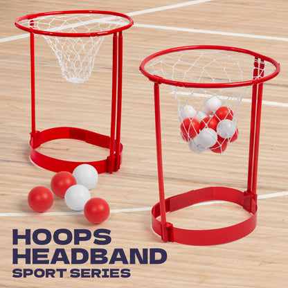 Head Hoop Basketball Headband Game - 2 Pack Set with 20 Balls - Adjustable Carnival Party Game for Kids & Adults