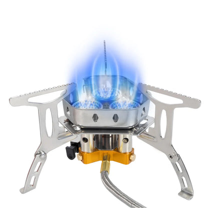 Professional 3-Head Gas Stove - 5800W Folding Camping Burner - Portable Backpacking Furnace for Outdoor Hiking, Picnic & BBQ