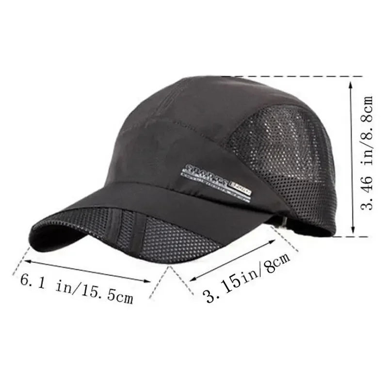 Quick-Dry Mesh Running Cap - Adjustable Breathable Baseball Visor for Outdoor Sports