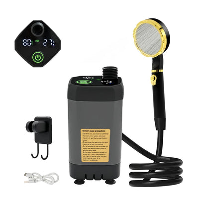 Portable Camping Shower Pump Kit – 6000mAh Outdoor RV Shower with Intelligent Digital Display | Adjustable Camp Shower System