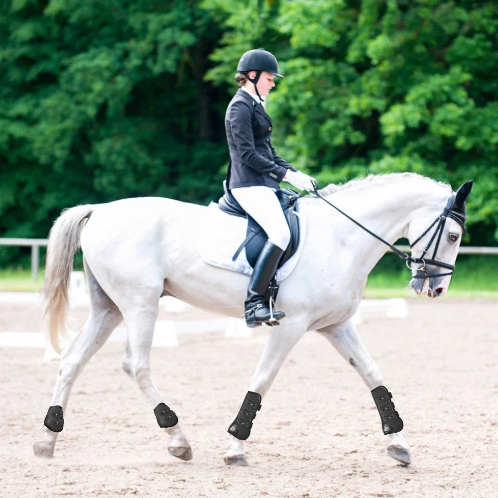 Adjustable Horse Leg Boots (4-Piece Set) - Front & Hind Tendon Protection with PU Shell and Neoprene