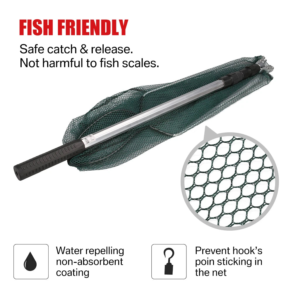 Professional Telescoping Fishing Landing Net - Aluminum Alloy Construction - Extends 55cm to 190cm with Folding Mesh Design