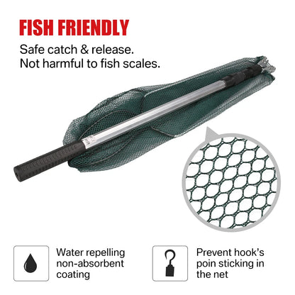 Professional Telescoping Fishing Landing Net - Aluminum Alloy Construction - Extends 55cm to 190cm with Folding Mesh Design