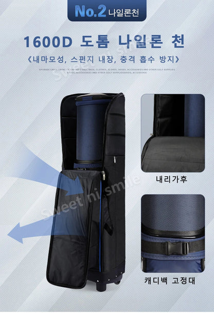 Golf Travel Bag with Wheels - Foldable Airline Golf Club Cover with Padded Straps for Air Travel