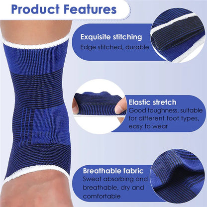 Elastic Ankle Brace Support - Super Soft Protection Guard for Gym Running Sports Fitness (1 Pair)