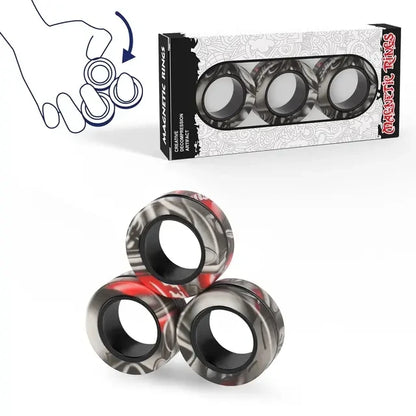 3-Piece Magnetic Spinner Rings Fidget Toy Set - Premium Fidget Magnets for Adults, Teens & Kids