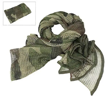 75" x 35" Tactical Camouflage Mesh Scarf - Polyester-Cotton Camo Net for Hunting, Shooting & Outdoor Sports