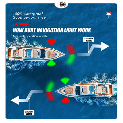 LED Navigation Light 10-30V Waterproof Side Marker - Red/Green Starboard Port Indicator for Marine Boat Yacht Truck Trailer