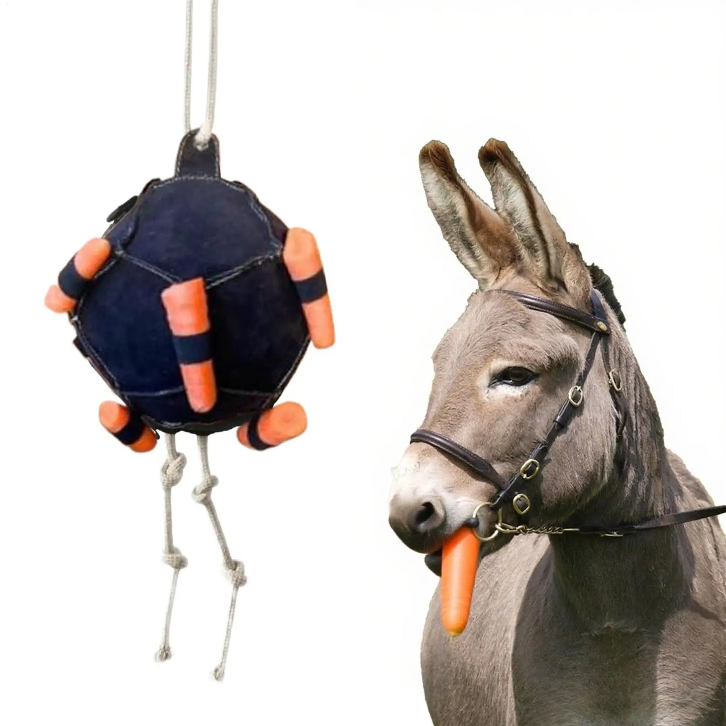 Hanging Hay Feeder Ball - Horse Treat Dispenser Toy for Stress Relief | Carrot Feeding Ball for Horses, Goats & Sheep