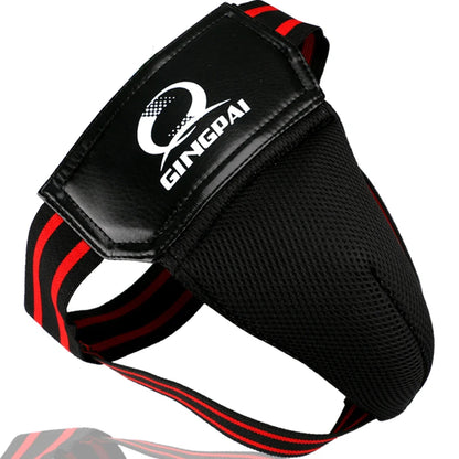 Adult Male MMA Groin Protector - Red & Black Jockstrap for Boxing, Sanda, Taekwondo & Kickboxing Training