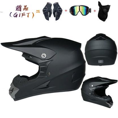Kids Flip-Up Motorcycle Helmet - Off-Road Motocross ATV Dirt Bike Downhill MTB DH Racing + 3 Free Gifts