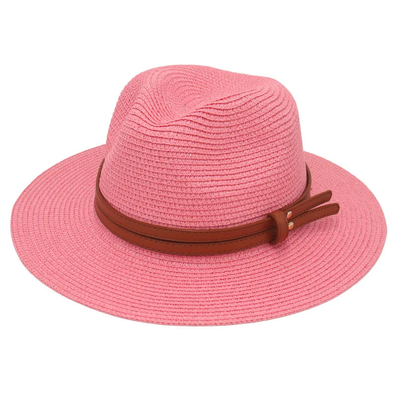 Breathable Straw Panama Hat - European American Style Jazz Sun Hat for Beach & Leisure
