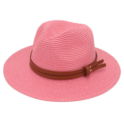 Breathable Straw Panama Hat - European American Style Jazz Sun Hat for Beach & Leisure