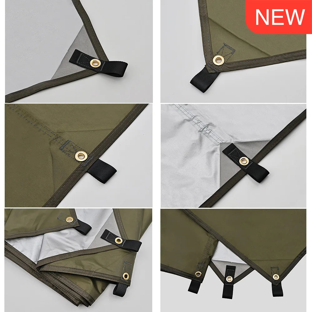 Waterproof Camping Tarp - 3500mm PU Coated 190T Polyester Sun Shelter with UV Protection - Multiple Sizes Available