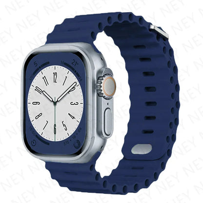 Ocean Strap Silicone Band for Apple Watch - Compatible with Ultra 2, Series 9/8/7/6/5/4/3/SE - All Sizes (49mm, 45mm, 44mm, 42mm, 41mm, 40mm) - Premium Silicone Bracelet Wristband