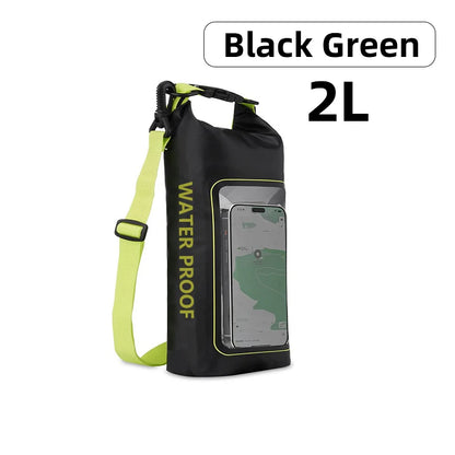 PVC Waterproof Dry Bag 2L - Touch Screen Phone Pouch for Swimming Rafting Surfing Boating - Shoulder Bag