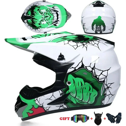 Youth Motocross Full Face Helmet - Kids Off-Road Safety Helmet with DOT Protection