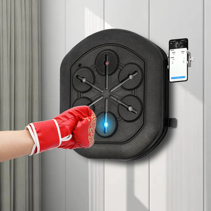 Smart Music Boxing Training Machine - Wall-Mount Bluetooth Punch Trainer with LED Light & Gloves for Home Gym