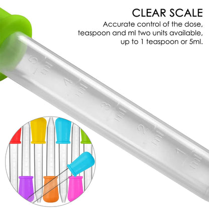 5-Pack 5ml Silicone Pipette Droppers - Multi-Purpose for Medicine, Lab, Eye & Ear Care