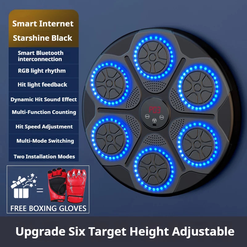 Smart Bluetooth Music Boxing Trainer - Wall-Mounted Electronic Punching Target for Home & Gym