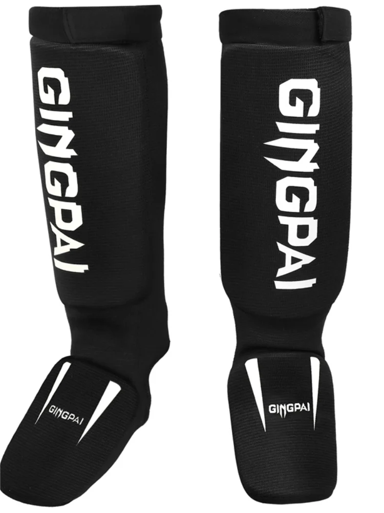 Cotton MMA Shin Guards - Boxing Kickboxing Foot Protection with Instep Ankle Support for TKD Muay Thai Training