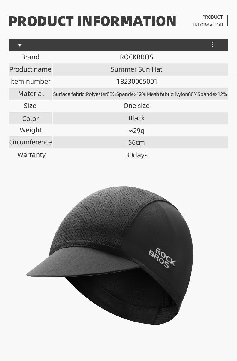Ultra-Light Mesh Cycling Cap - Breathable Ice Silk Sun Protection Hat - Classic Team Bike Cap