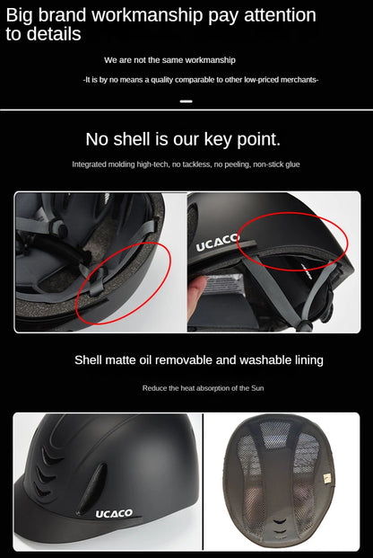 Adjustable Equestrian Riding Helmet - UltraLight Safety Hat with Removable Brim for Adults & Children (50-61cm)