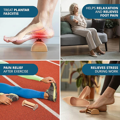 Wooden Foot Roller Massager - Deep Tissue Relief for Plantar Fasciitis