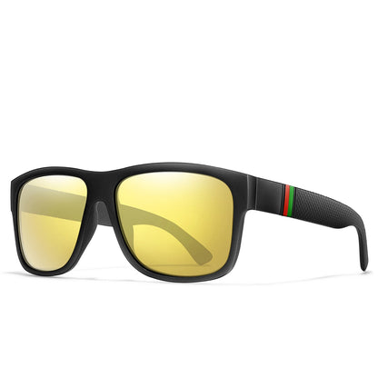 Men's Vintage Large Frame Square Polarized Sunglasses - UV400 Protection for Fishing, Driving, Cycling & Running