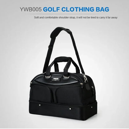 PGM Authentic Men's Golf Clothing Bag YWB005 - Double-Decker All-Black Design with Super Large Capacity, High-End Ball Bag