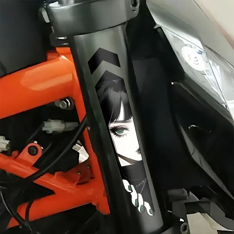 Anime Girl Peeking Decals - Waterproof Vinyl Stickers for Motorcycle Front Fork Suspension (1 Pair) - JDM Motorbike Decoration