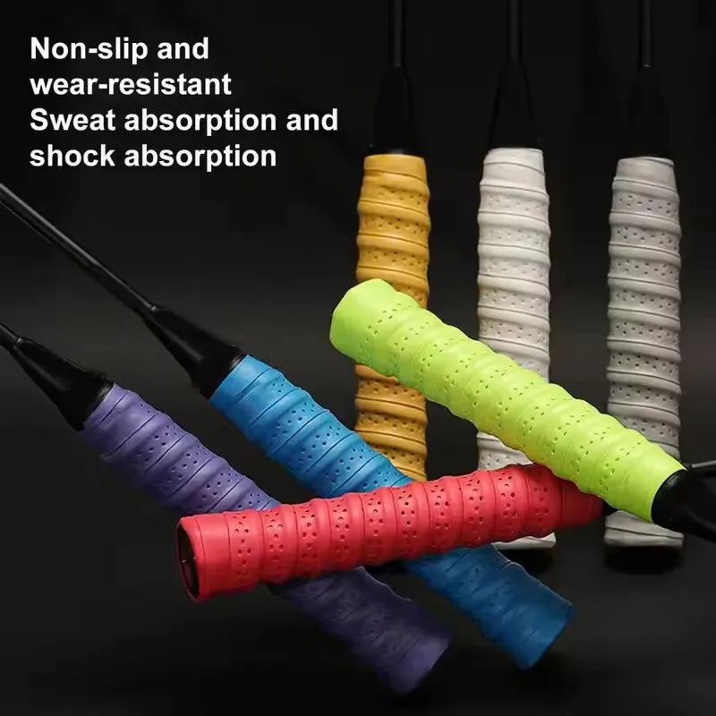 Premium Perforated Racket Overgrip - Anti-Slip PU Tennis & Badminton Handle Wrap with Shock Absorption - 110cm Length