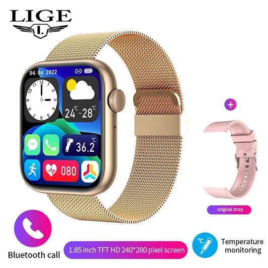 Bluetooth Smartwatch for Women & Men - Sports & Fitness - Waterproof - Body Temperature Monitoring