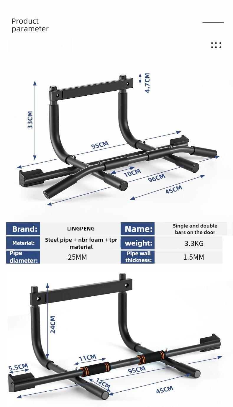 Portable Pull-Up Bar - Lifting and Grip Strength Trainer for Home and Gym Fitness Workouts