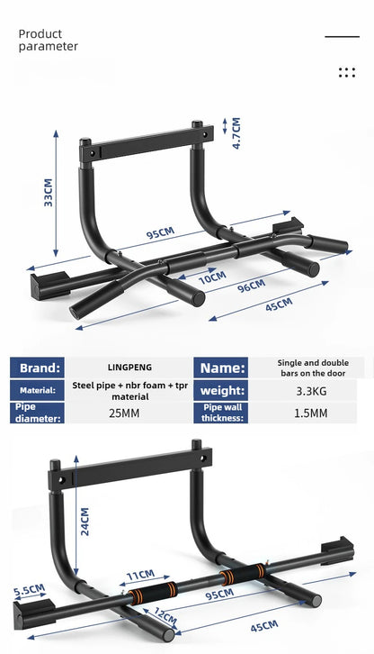 Portable Pull-Up Bar - Lifting and Grip Strength Trainer for Home and Gym Fitness Workouts