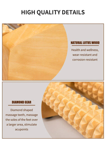 Wooden Foot Roller Massager - Deep Tissue Relief for Plantar Fasciitis