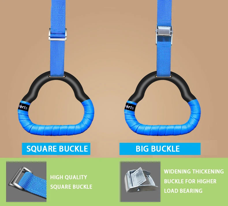 Kids Gymnastics Rings - Non-Slip Adjustable Straps, Pull-Up Workout & Swing Fitness Equipment