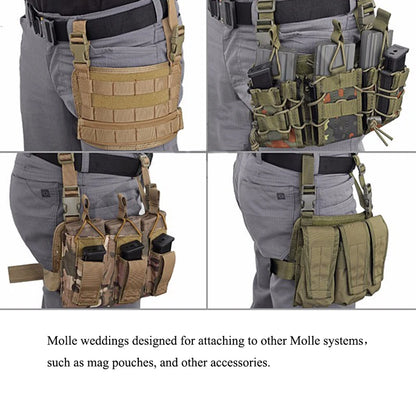 MOLLE Tactical Drop Leg Platform - Adjustable Thigh Panel with Pouch Attachment System