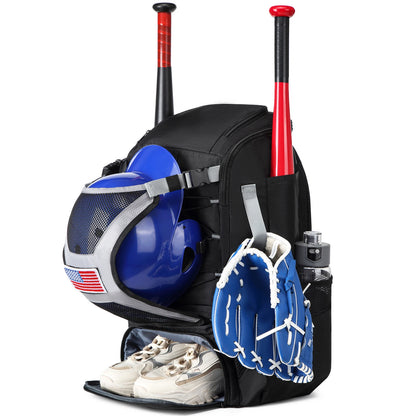 Youth Baseball Softball Backpack - Large Capacity Equipment Bag with Shoe Compartment